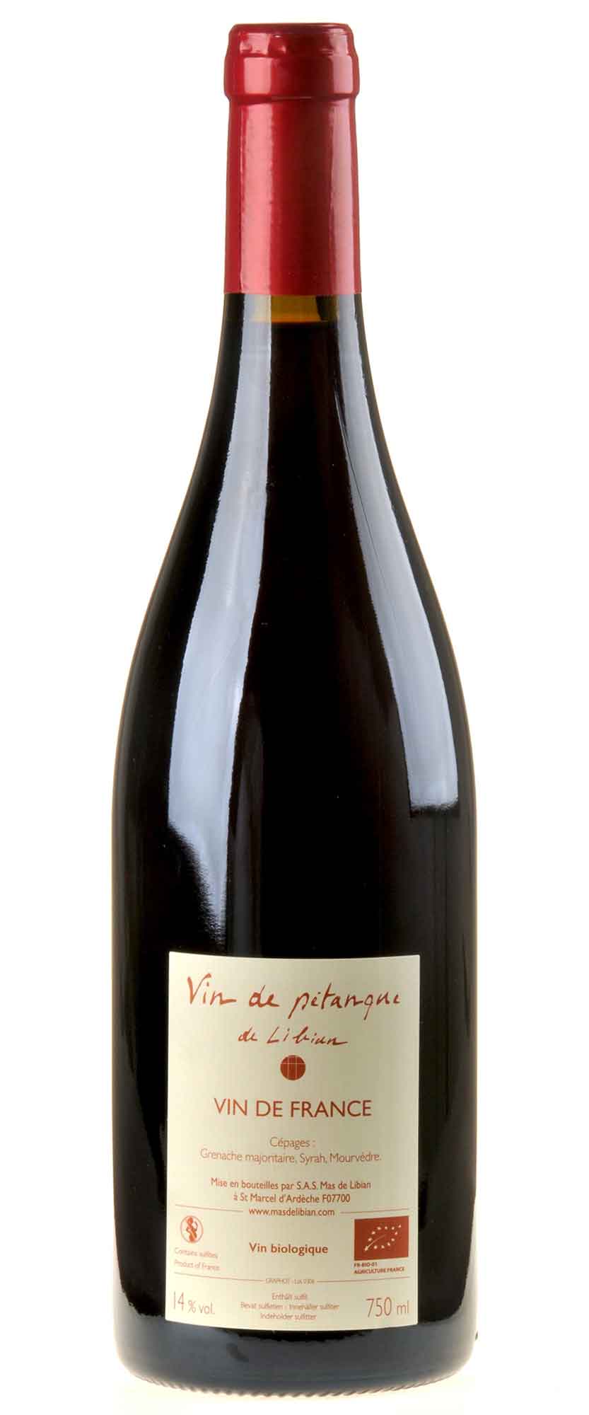 Mas de Libian Vin de Petanque Bio 2023 Rücketikett