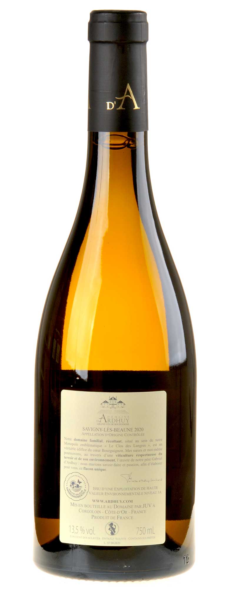 Domaine d'Ardhuy Savigny-lès-Beaune Blanc "Clos des Godeaux" 2020 Rücketikett