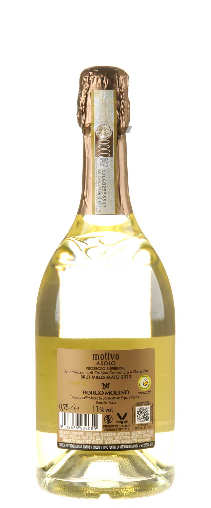 Borgo Molino Motivo Prosecco Asolo Brut Millesimato 2023 Rücketikett