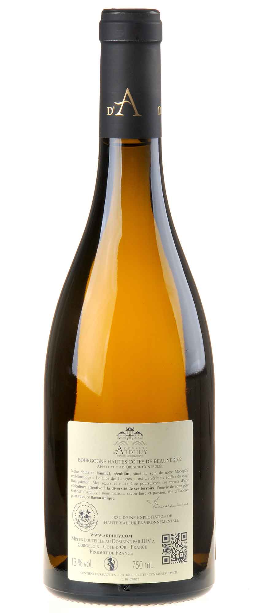 Domaine d'Ardhuy Bourgogne Hautes Côtes de Beaune Blanc Les Perrieres 2022 Rücketikett