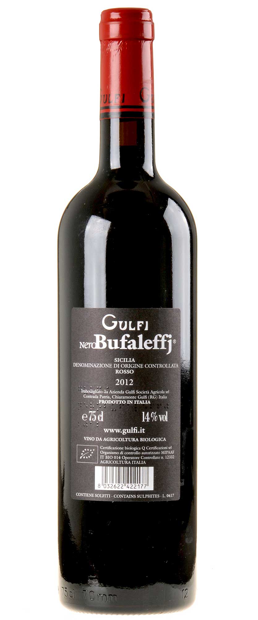 Gulfi NeroBufaleffj Nero d'Avola Bio 2012 Rücketikett