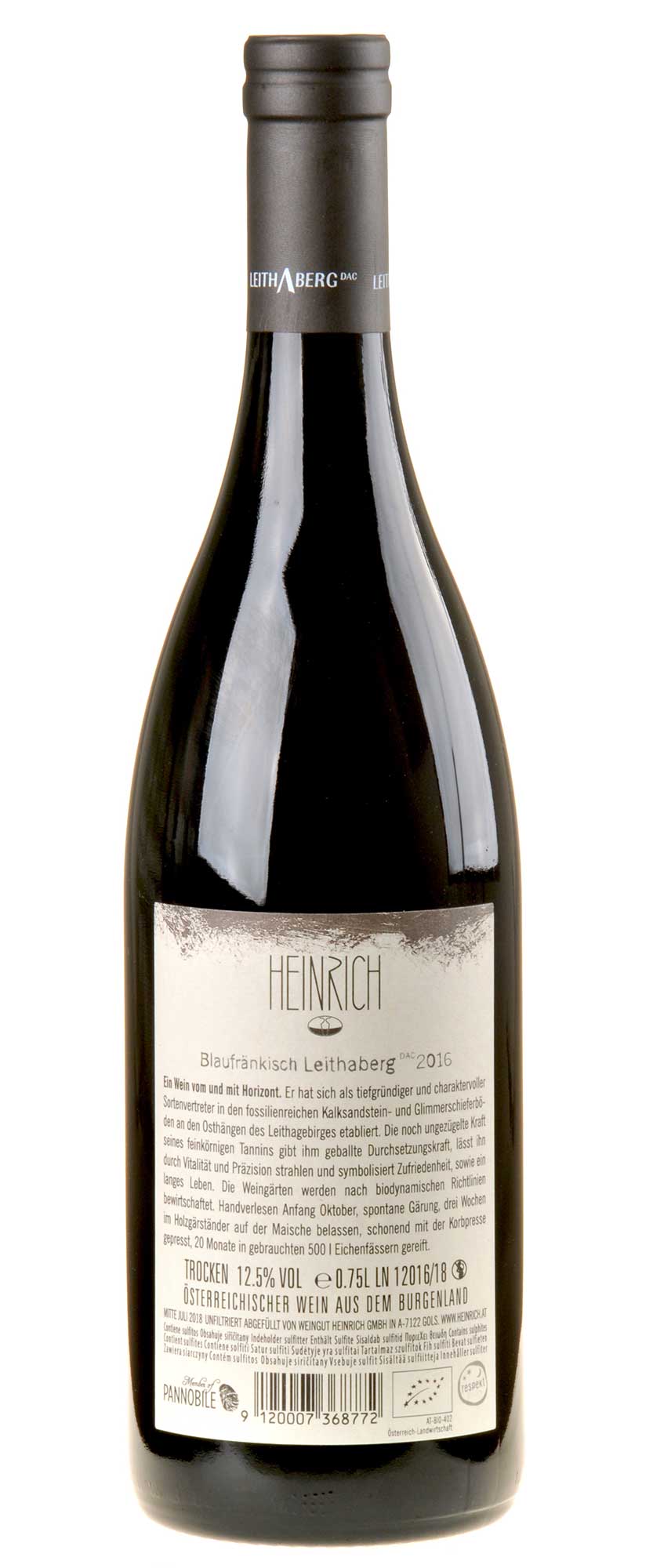 Heinrich Blaufränkisch Leithaberg 2016 Fluthilfewein Rücketikette