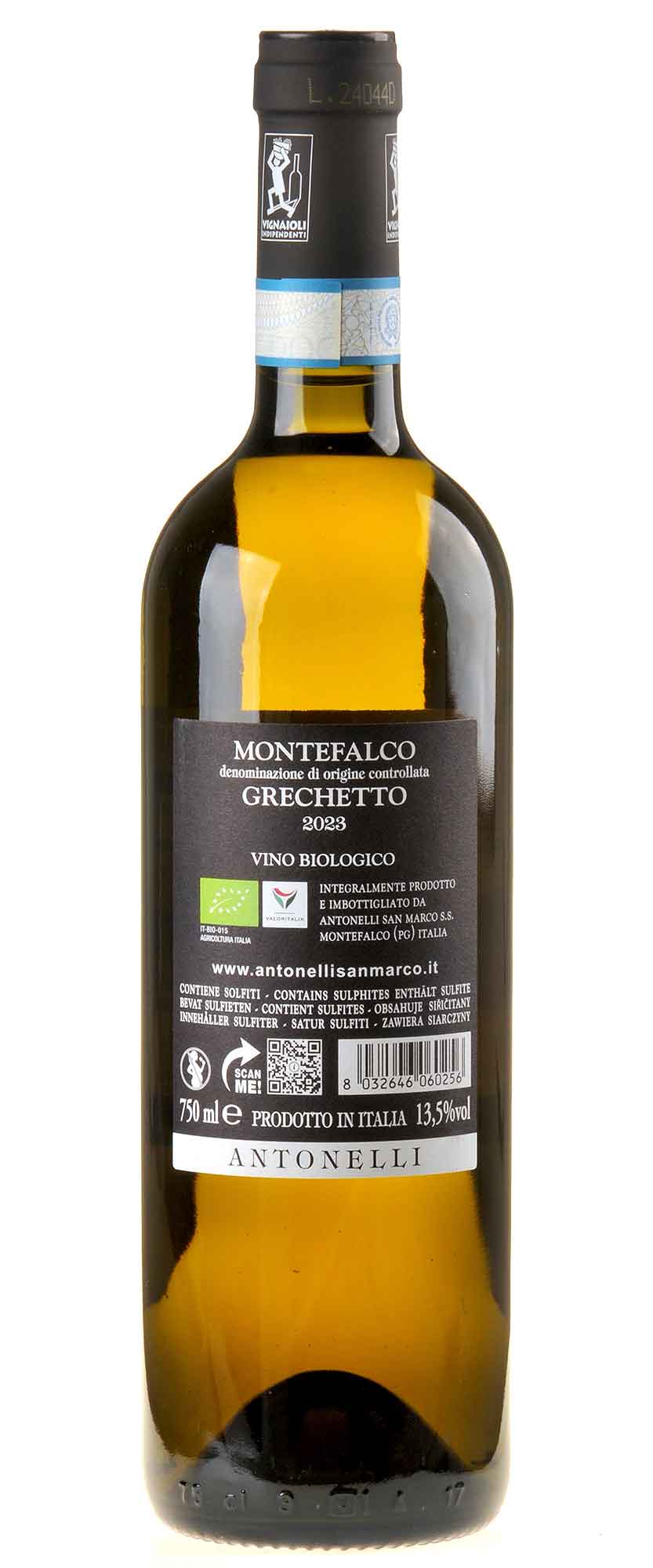 Antonelli Montefalco Grechetto Bio 2023 Rücketikett