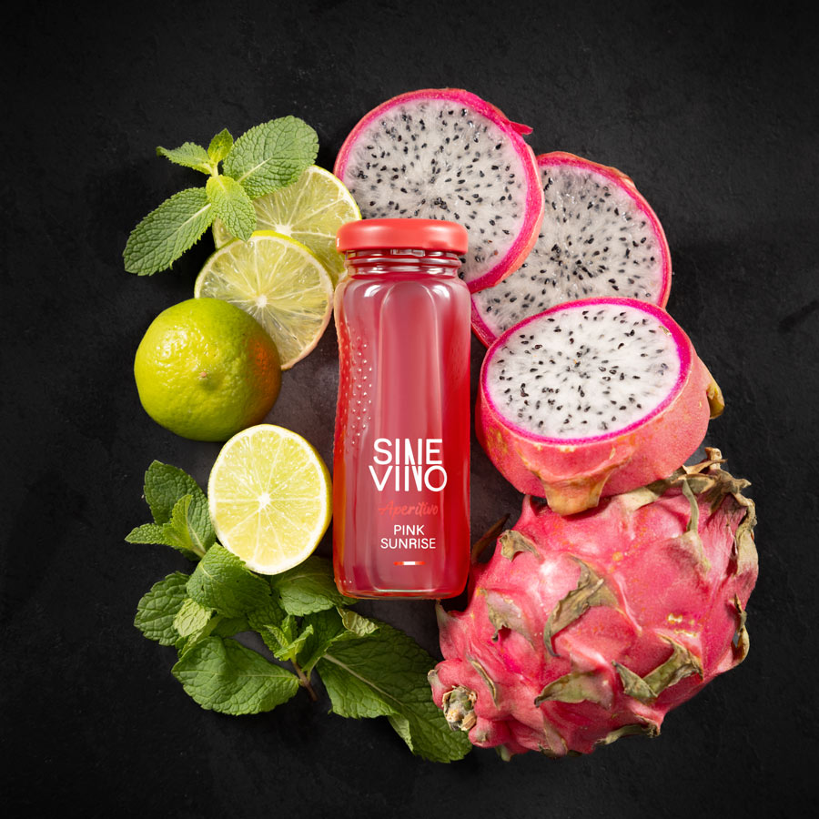 Bild Flasche Sine Vino Aperitivo Pink Sunrise mit Dekor Vorschlag