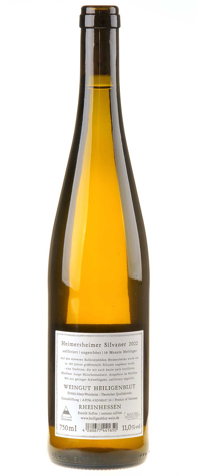 Weingut Heiligenblut Silvaner Heimersheim 2022 Rücketikett