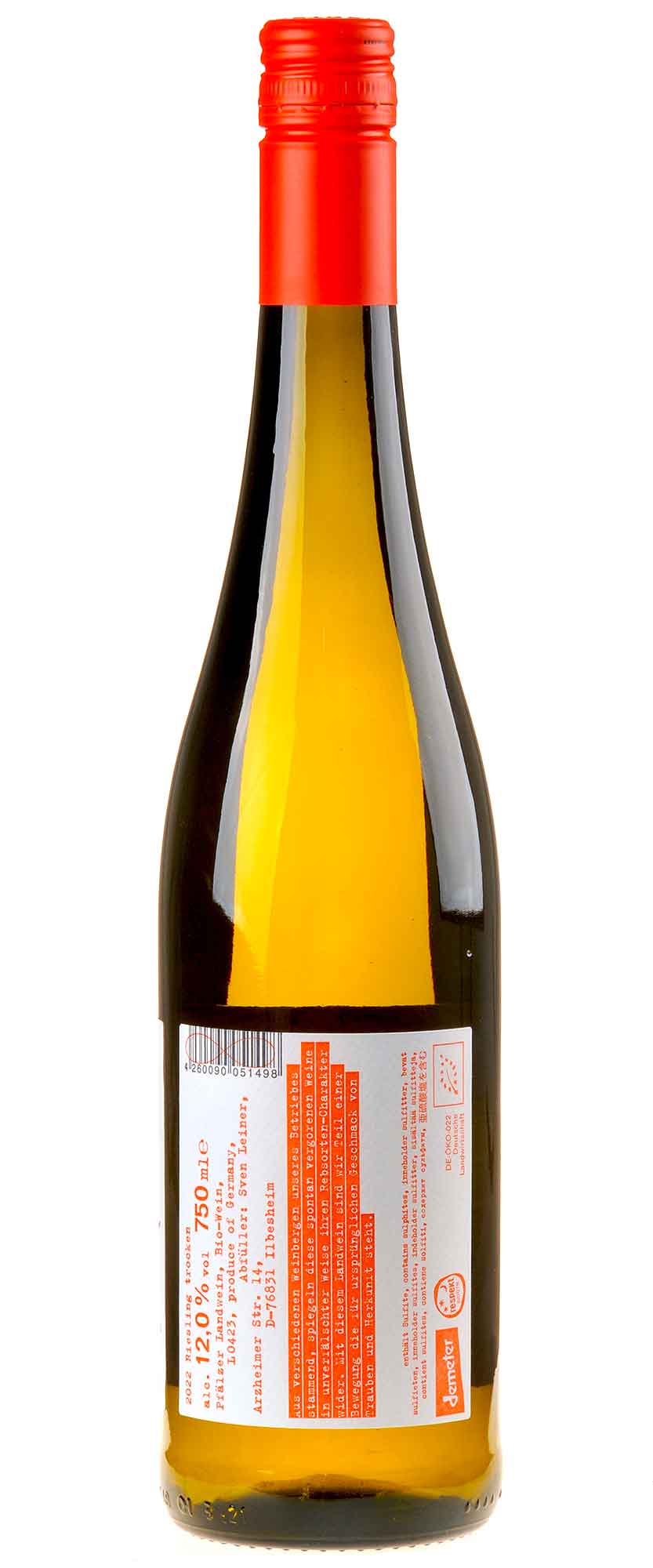 Weingut Leiner Riesling Handwerk Bio 2022 Rücketikett