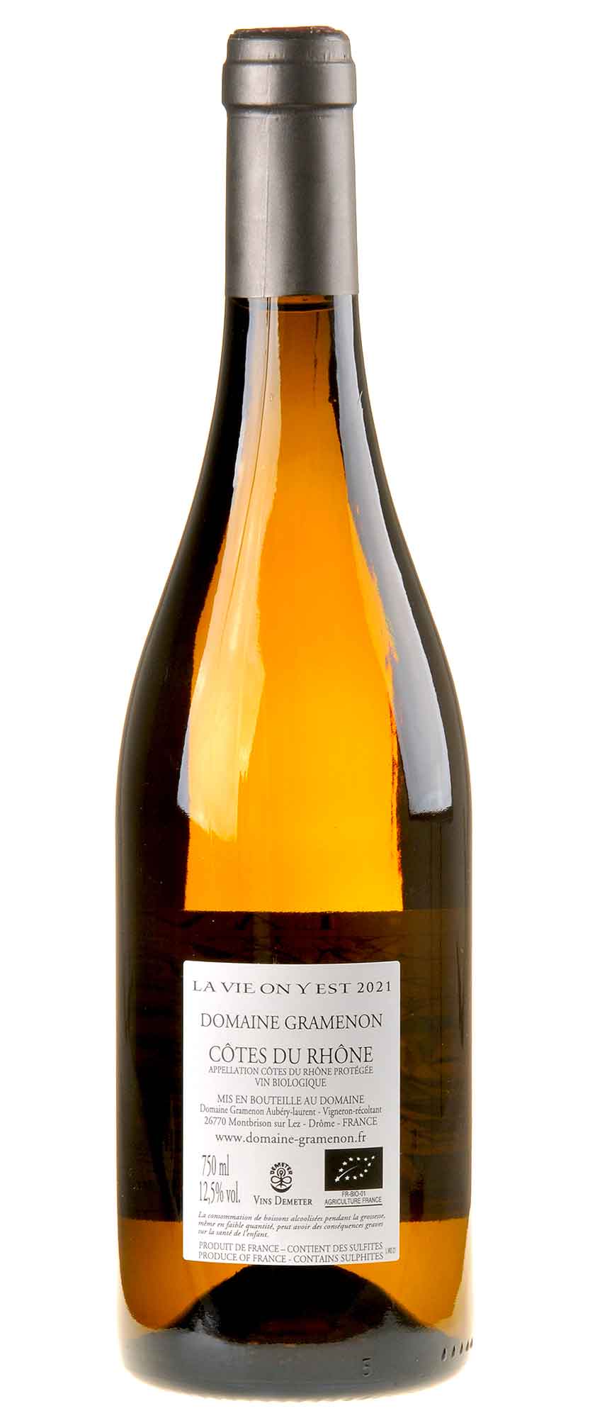 Domaine Gramenon La Vie On Y Est Côtes du Rhône blanc Bio 2021 Rücketikett