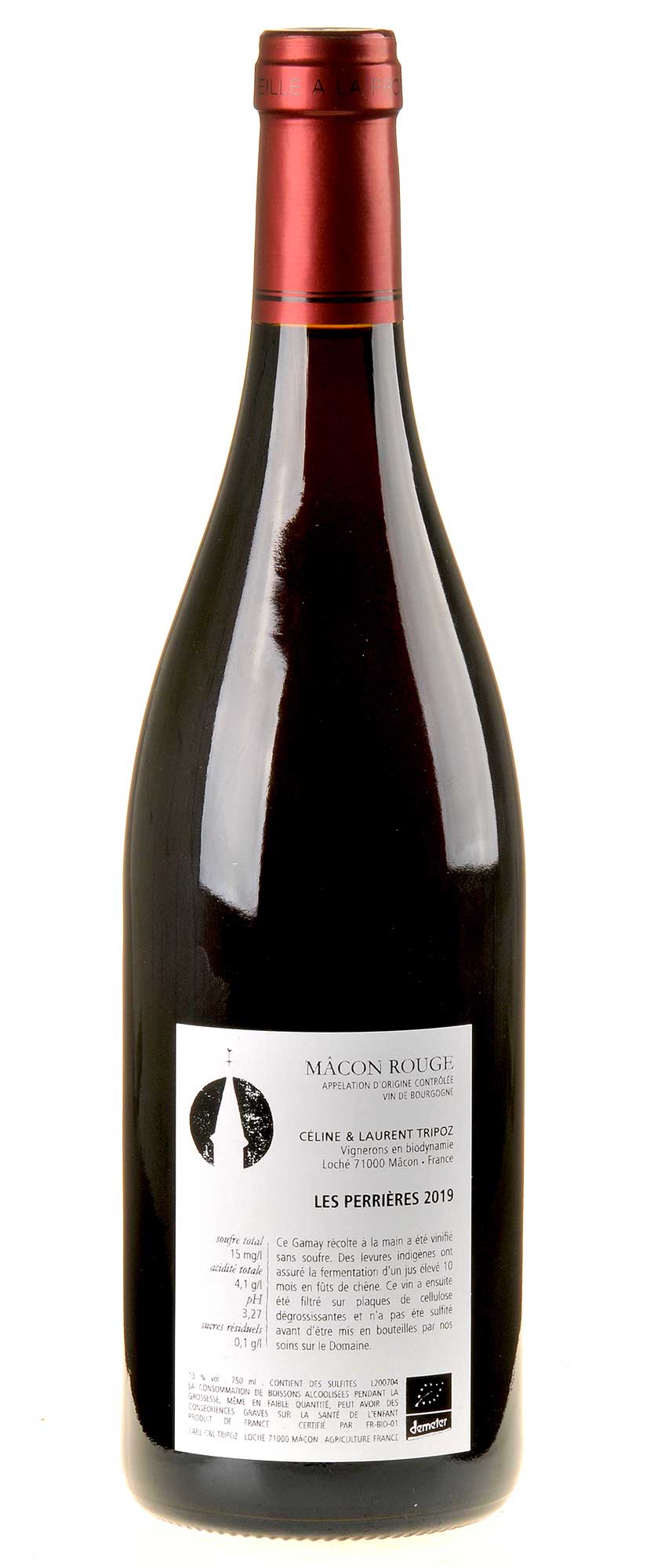 Domaine Céline et Laurent Tripoz Macon Les Perrières Rouge Bio 2019 Rücketikette