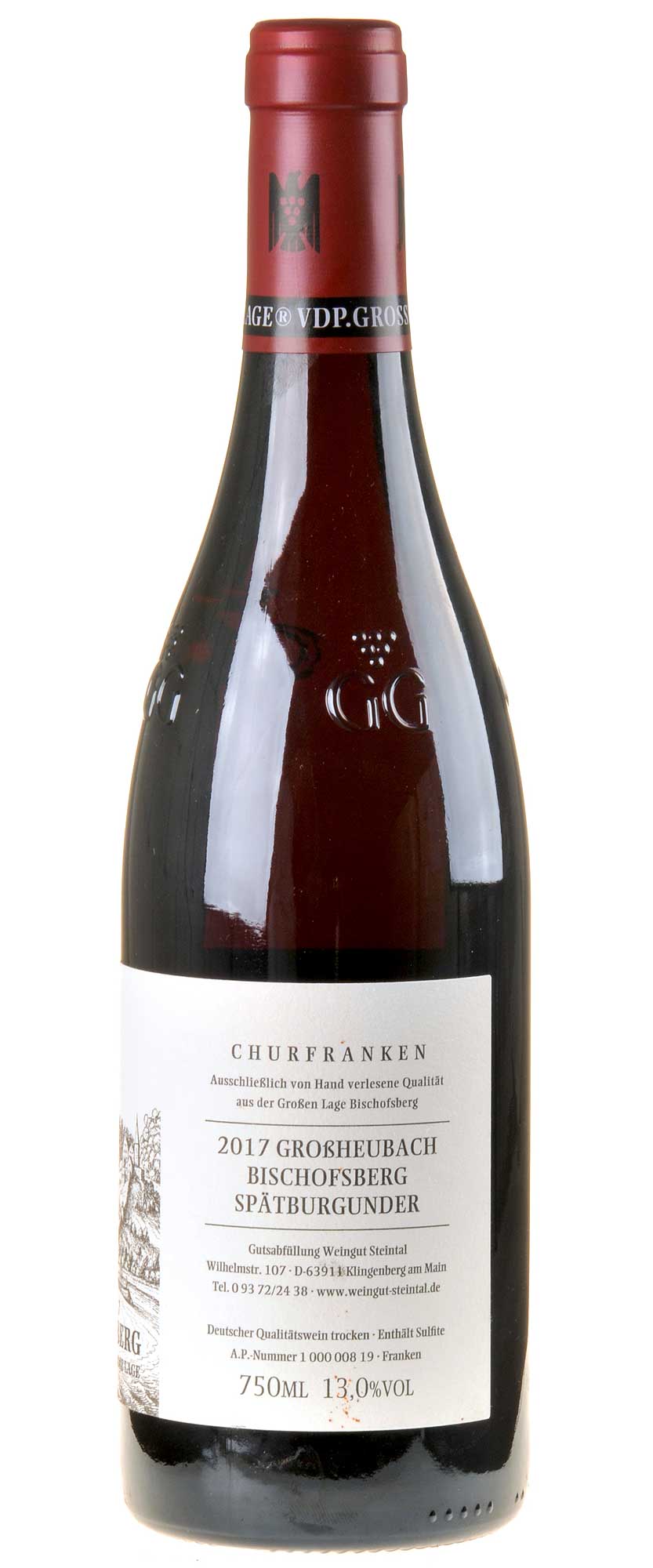 Steintal Großheubacher Bischofsberg Spätburgunder GG 2017 Rücketikette