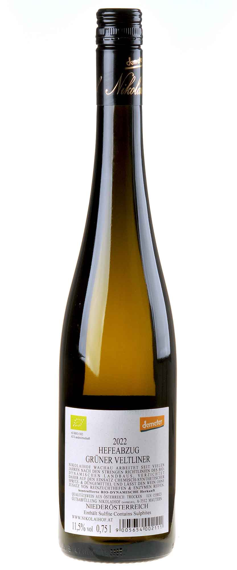 Nikolaihof Grüner Veltliner Hefeabzug 2022 Rücketikett