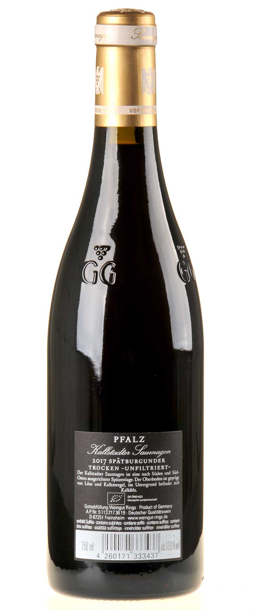 Weingut Rings Spätburgunder Saumagen GG 2017 Rücketikette