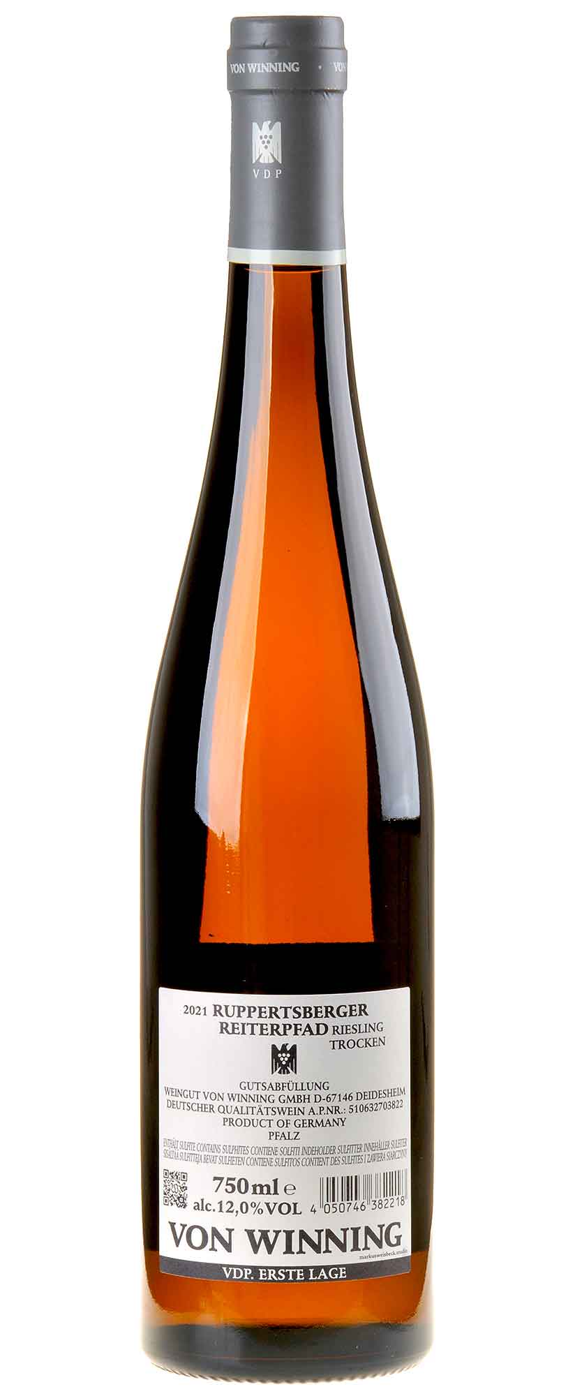 Von Winning Riesling Ruppertsberger Reiterpfad Erste Lage 2021 Rücketikett