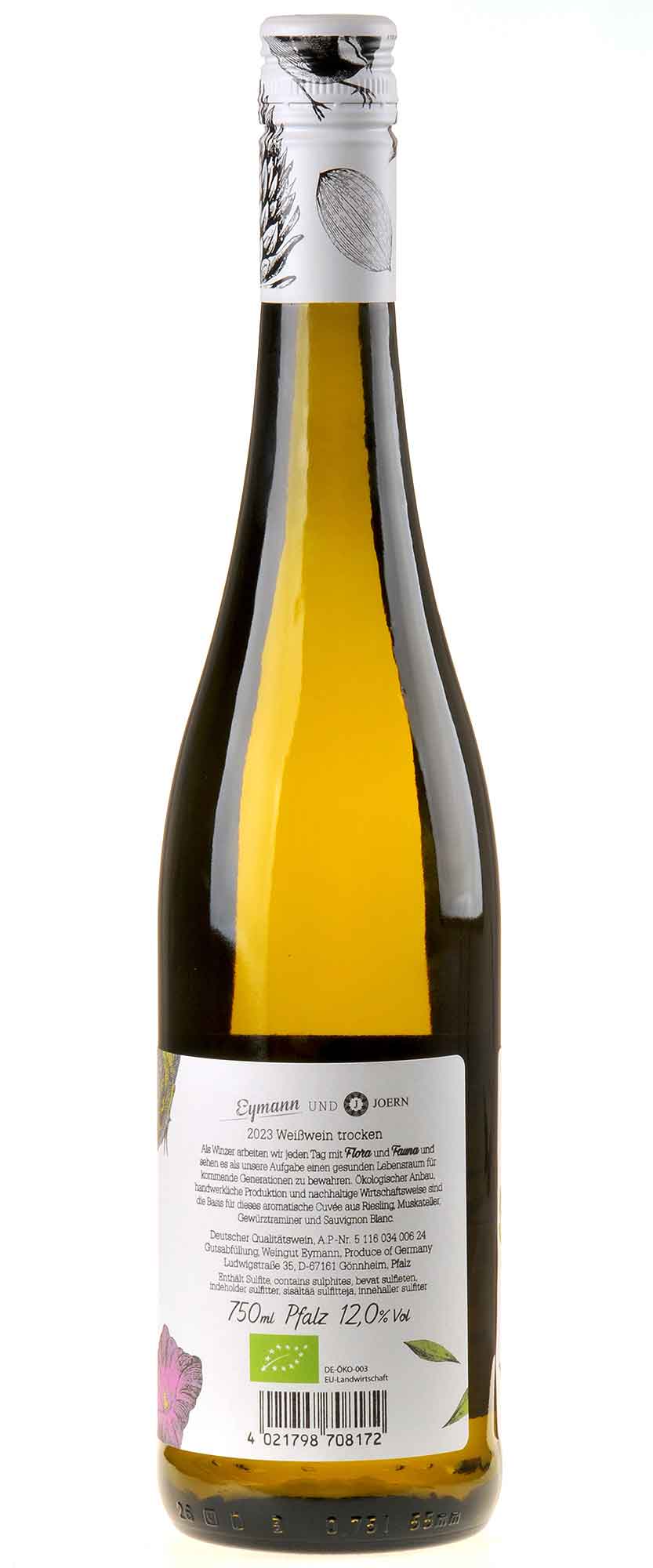 Weingut Eymann Flora & Fauna weiß Bio 2023 Rücketikett