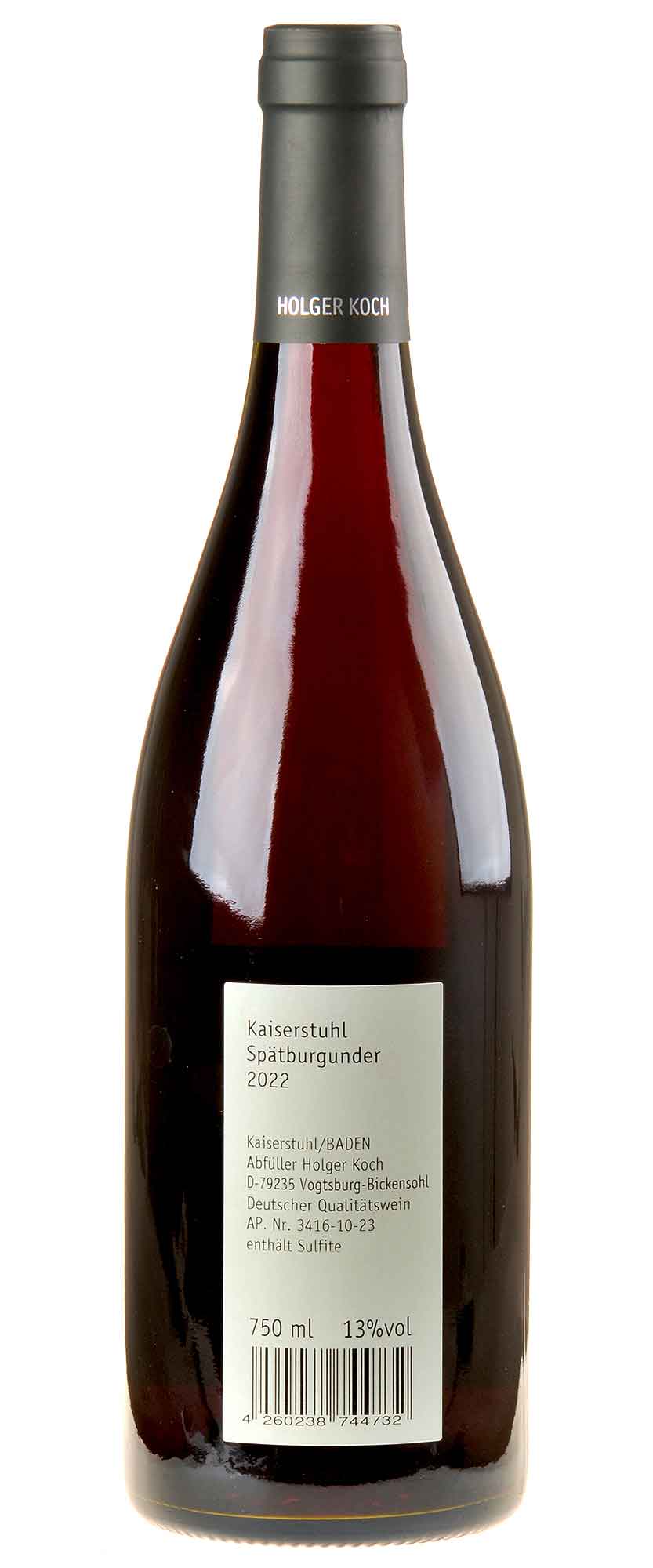 Holger Koch Spätburgunder Kaiserstuhl 2022 Rücketikett