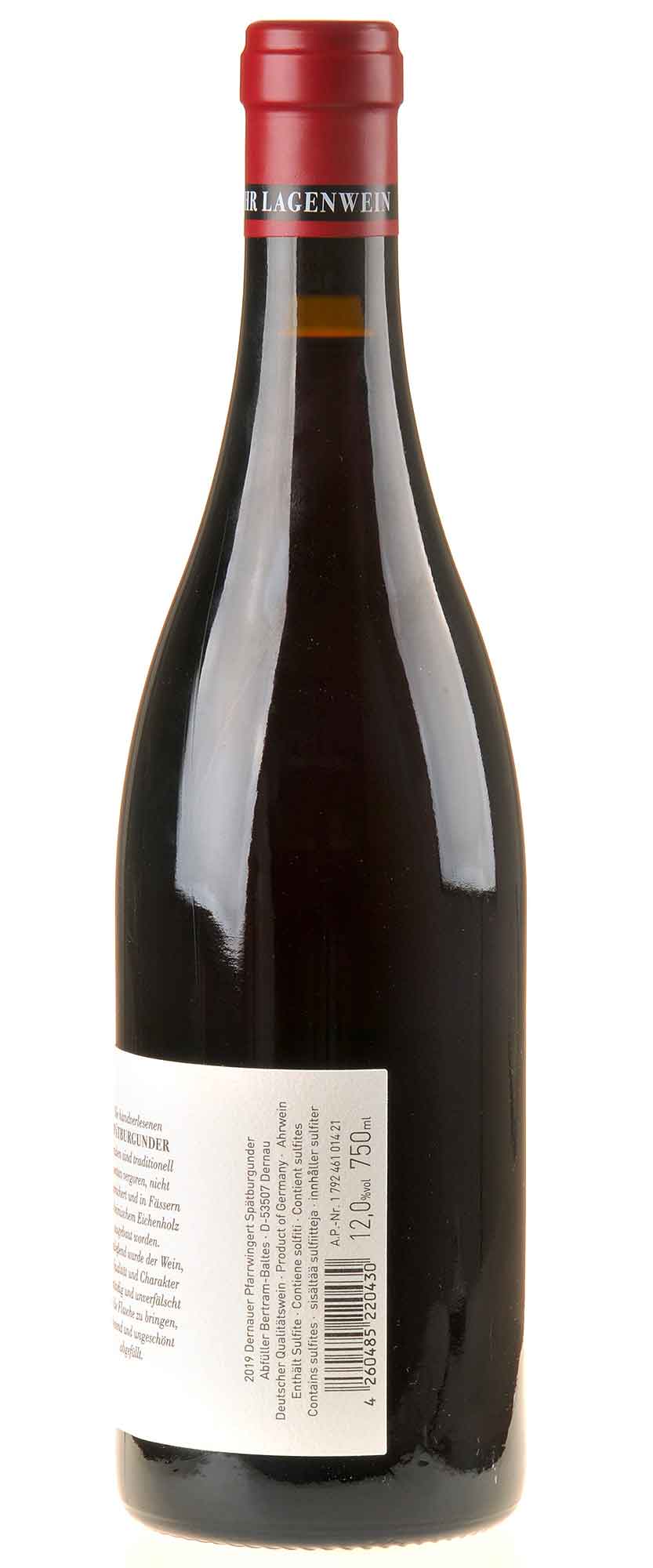 Bertram - Baltes Spätburgunder Dernauer Pfarrwingert 2019 Rücketikett