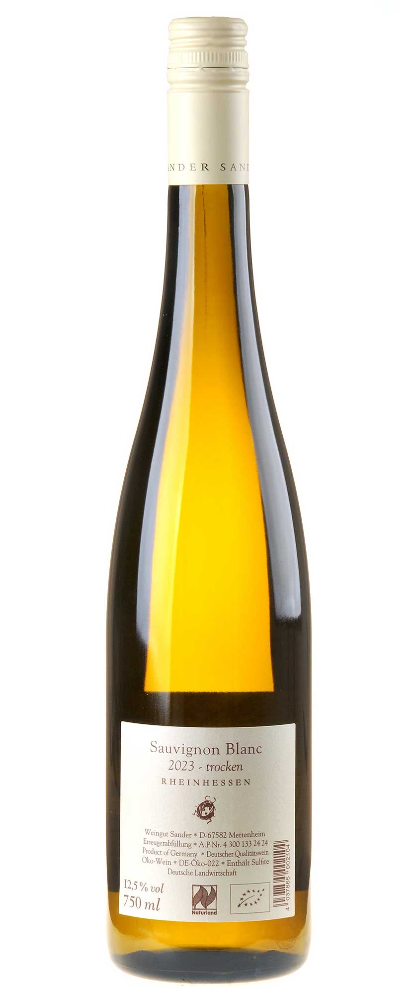 Weingut Sander Sauvignon Blanc Bio 2023 Rücketikett