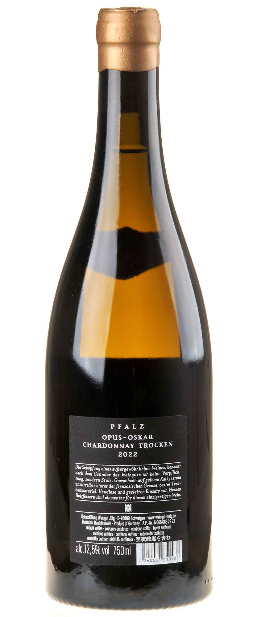 Weingut Jülg Chardonnay Opus-Oskar 2022 Rücketikett