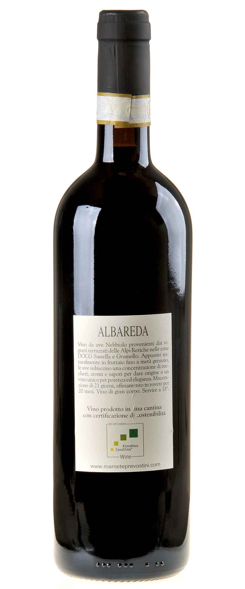 Mamete Prevostini Albareda Sforzato di Valtellina 2019 Rücketikett