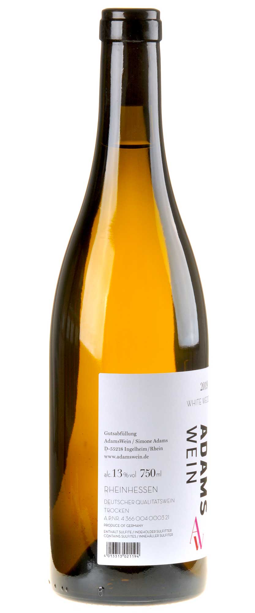 AdamsWein Kaliber 21 White Wedding 2019 Rücketikett