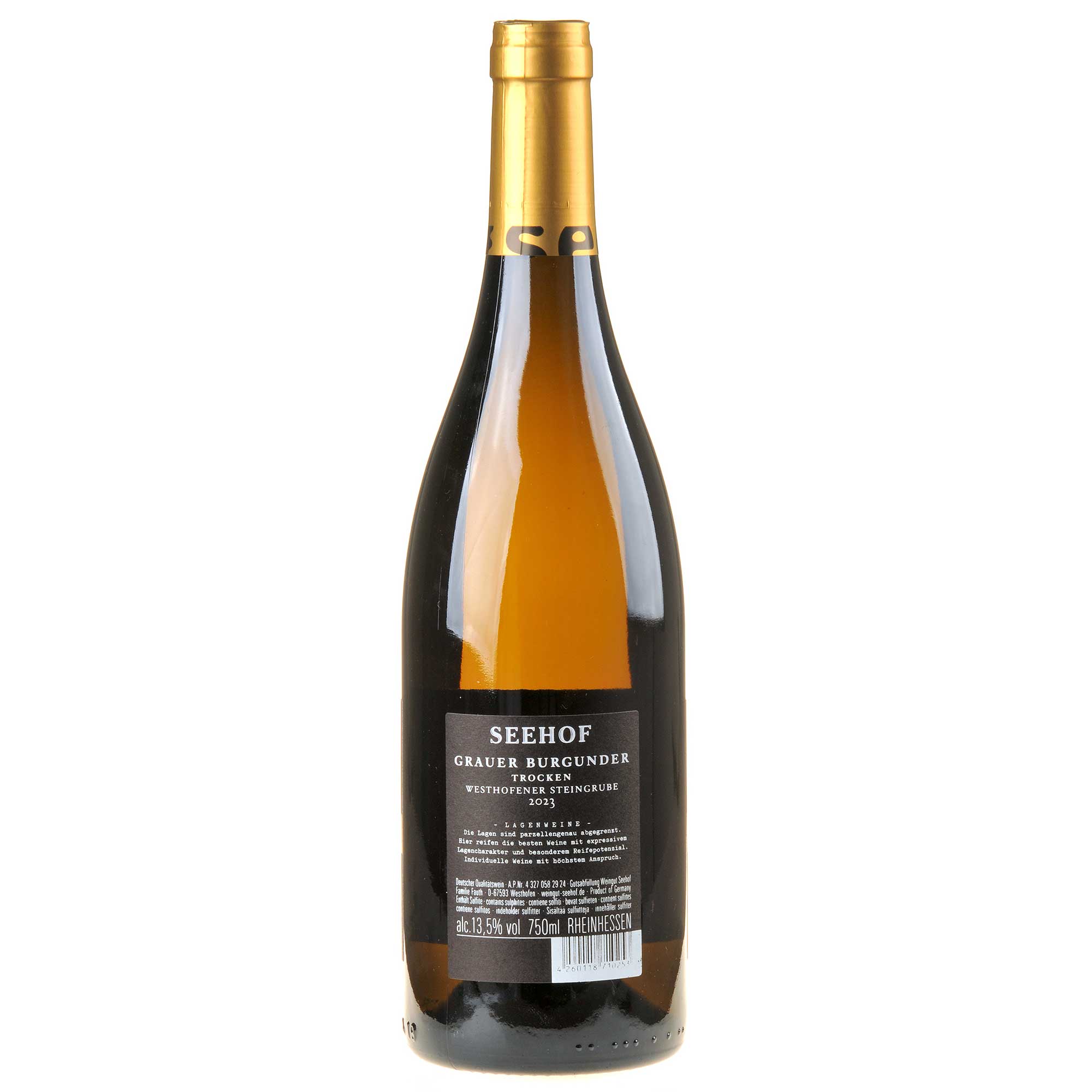 Weingut Seehof Grauburgunder Steingrube -S- 2023 Rücketikett