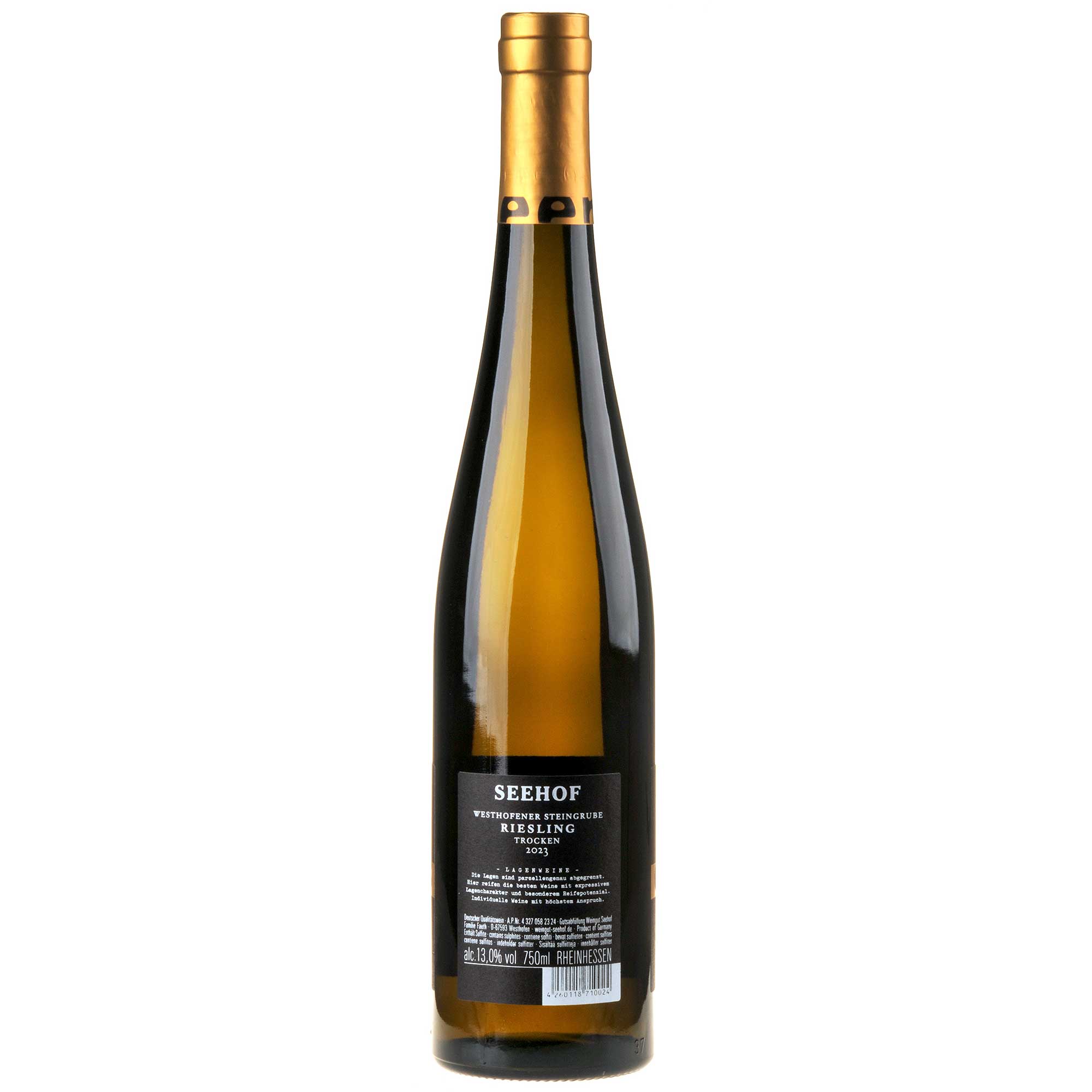 Weingut Seehof Riesling Steingrube 2023 Ruecketikett