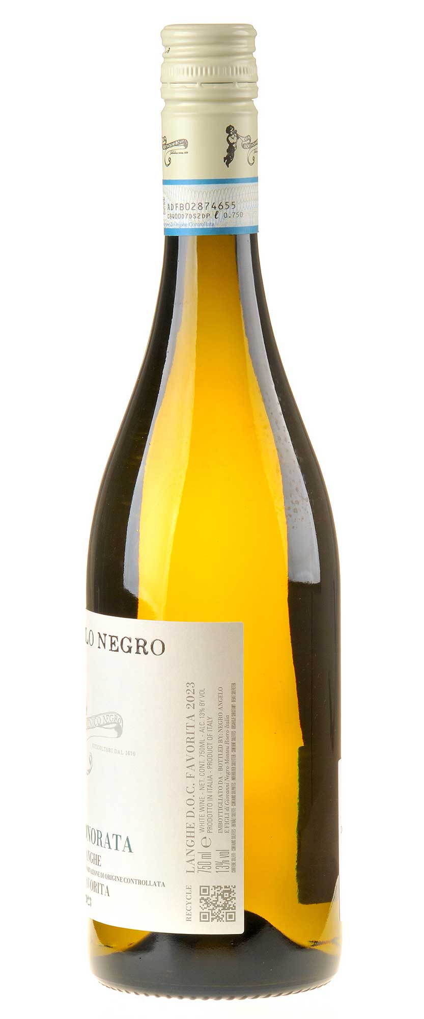 Negro Angelo e Figli Onorata Langhe Favorita 2023 Seitenetikett