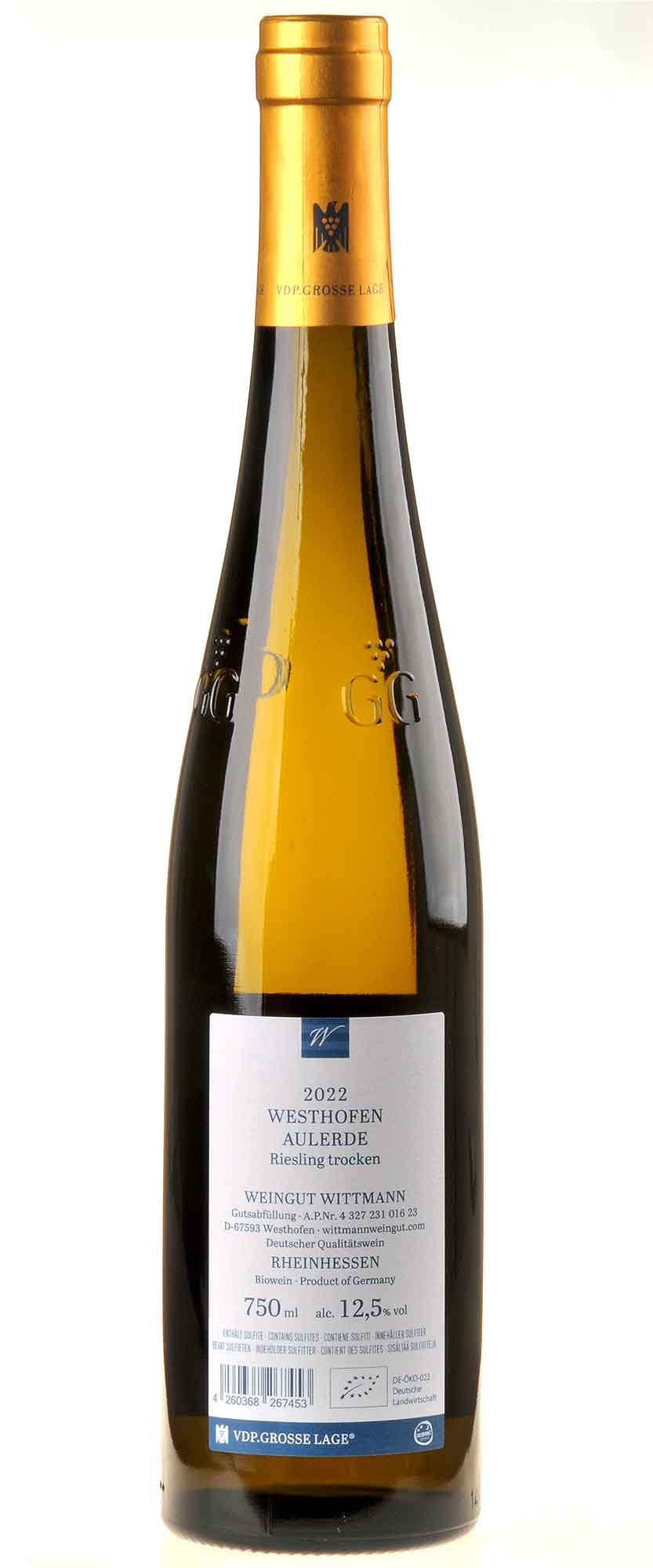 Weingut Wittmann Riesling Aulerde Großes Gewächs Bio 2022 Rücketikett