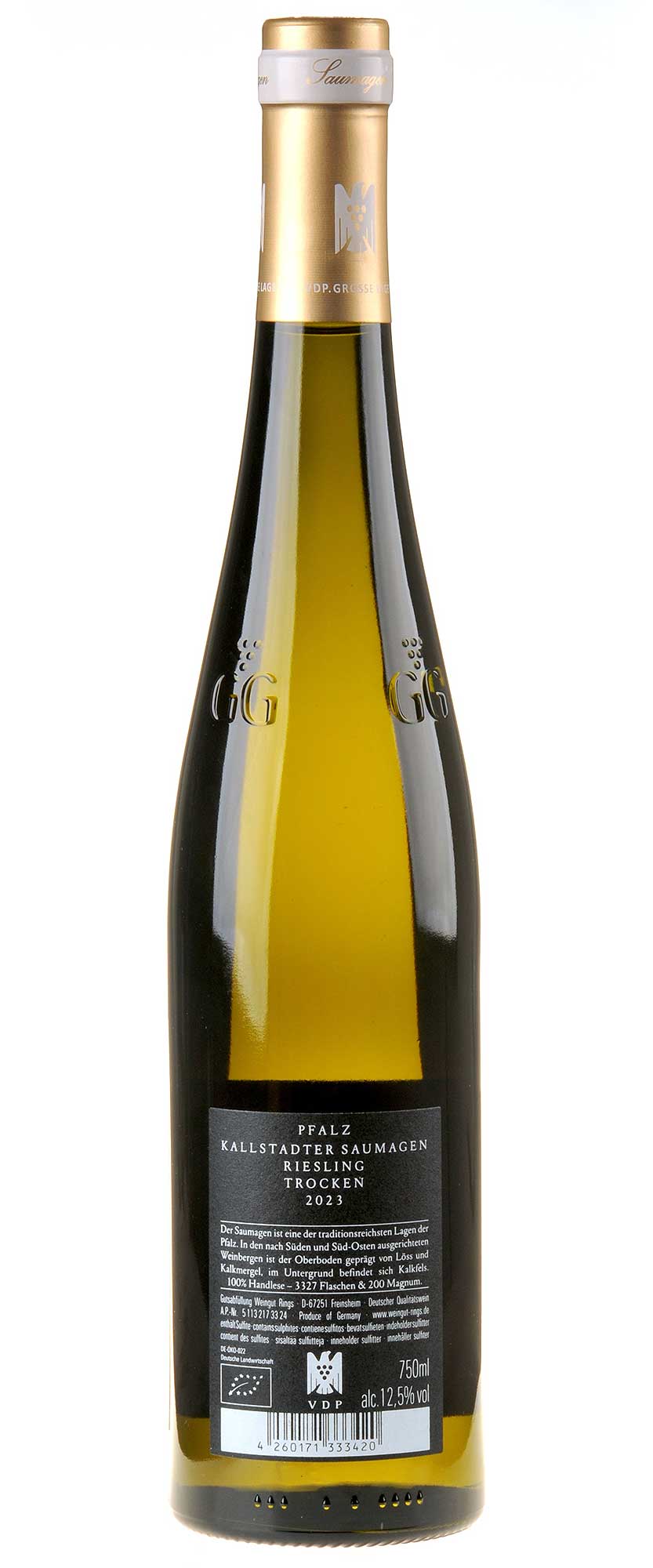 Weingut Rings Riesling Saumagen Großes Gewächs 2023 Rücketikett