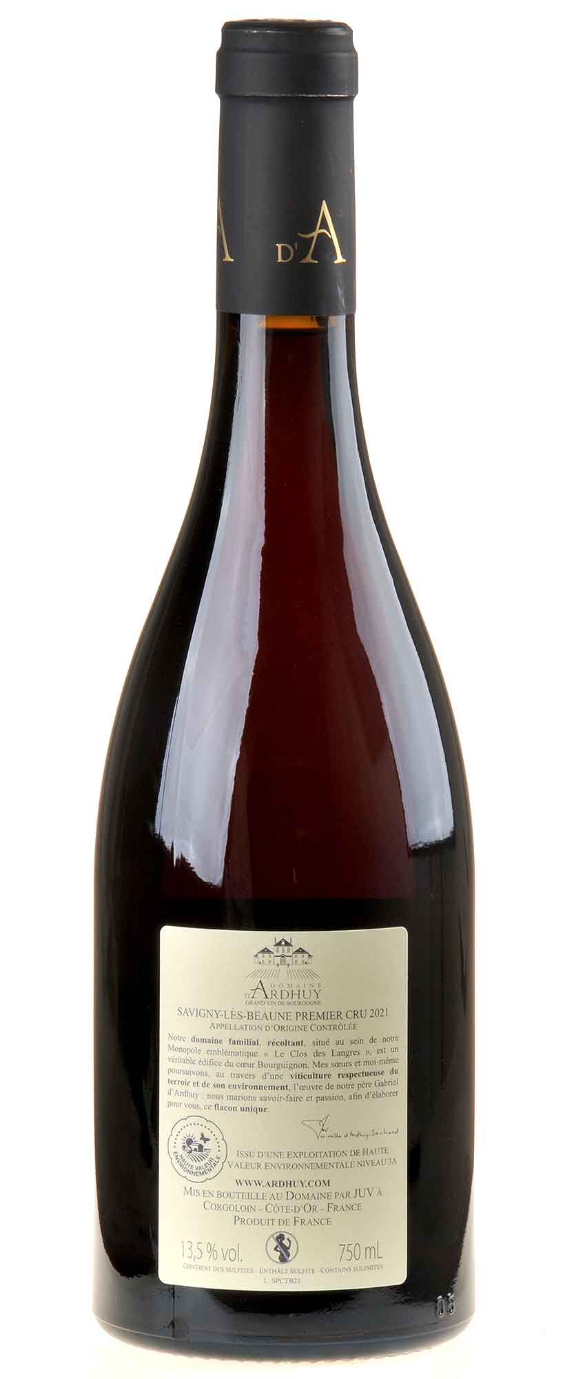 Domaine d'Ardhuy Savigny-lès-Beaune 1er Cru Aux Clous 2021 Rücketikett