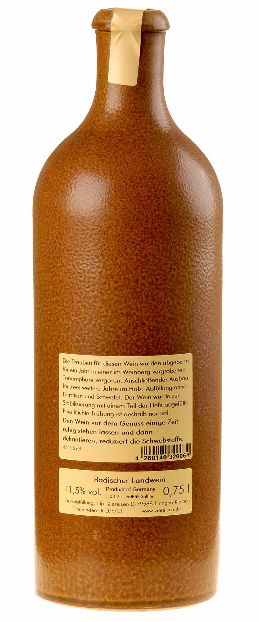 Weingut Ziereisen Jaspis Unterirdisch Roter Gutedel 2017 Rücketikette