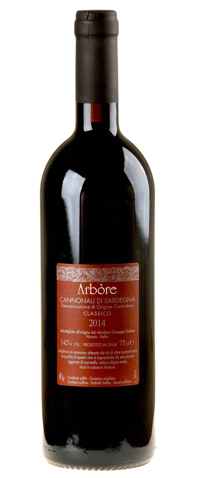 Gabbas Arbore Cannonau di Sardegna Riserva 2014 Rücketikett
