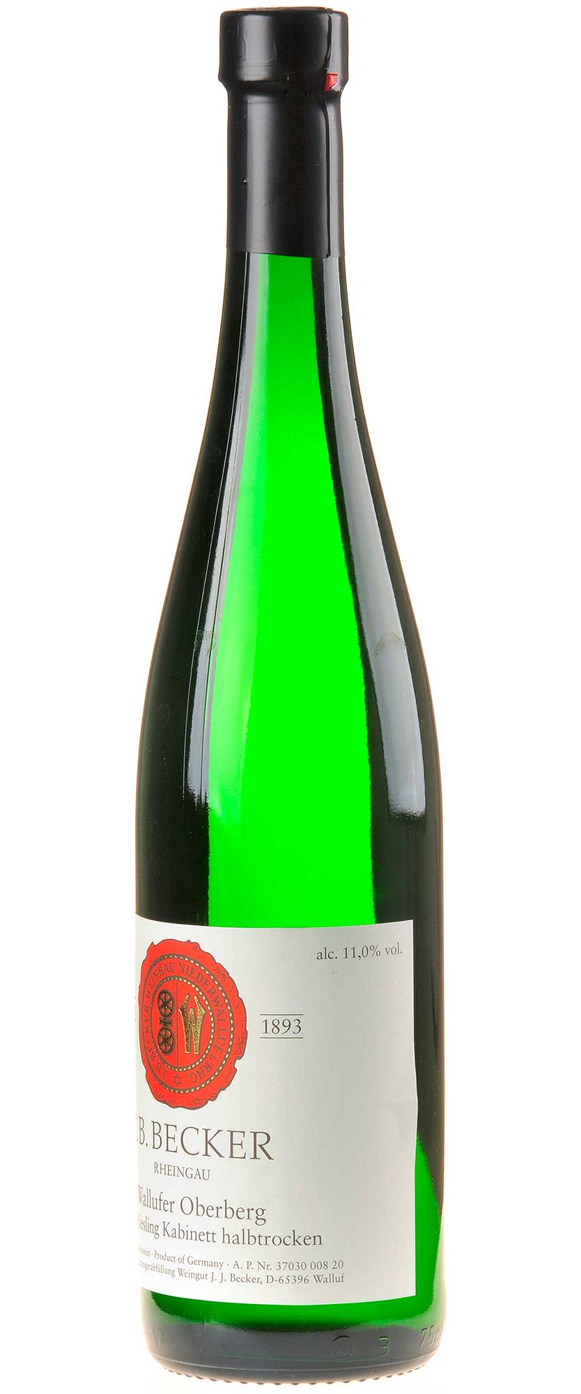 J.B.Becker Riesling Wallufer Oberberg Kabinett Halbtrocken 2019 Rücketikett
