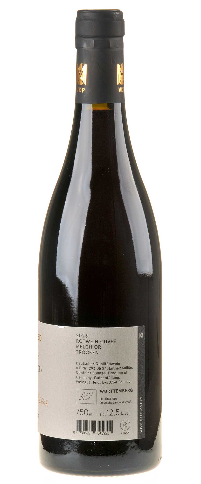 Weingut Heid Rotwein Cuvée Melchior Bio 2023 Rücketikett