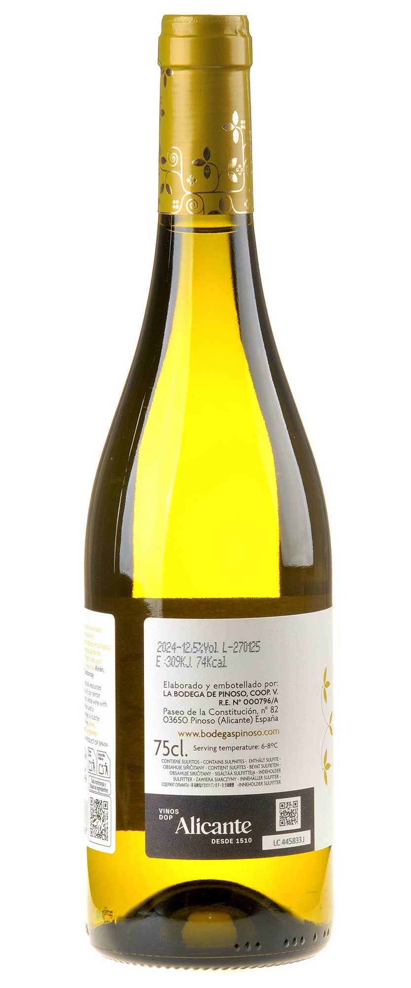 Bodegas Pinoso Vergel White Bio 2024 Rücketikett