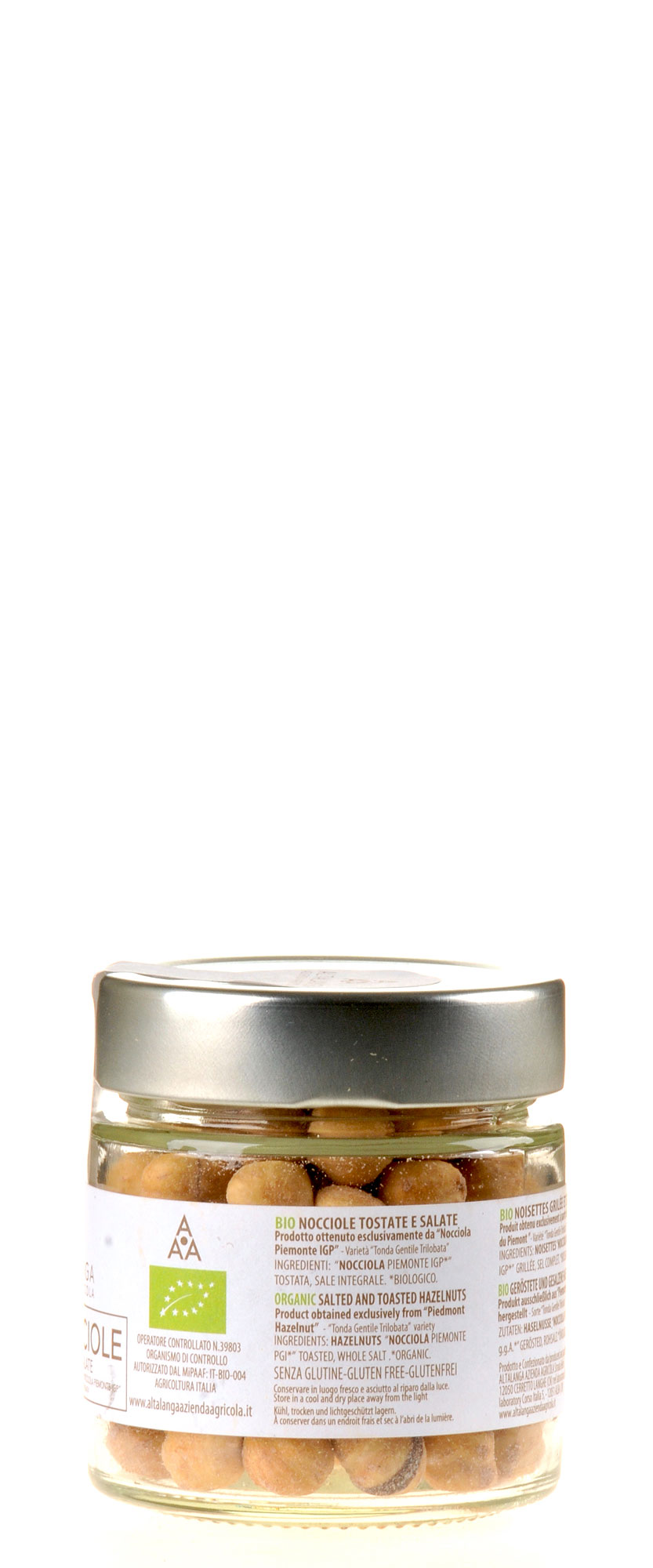Altalanga azienda agricola Haselnüsse geröstet und gesalzen im Glas Bio 100g Seitenansicht