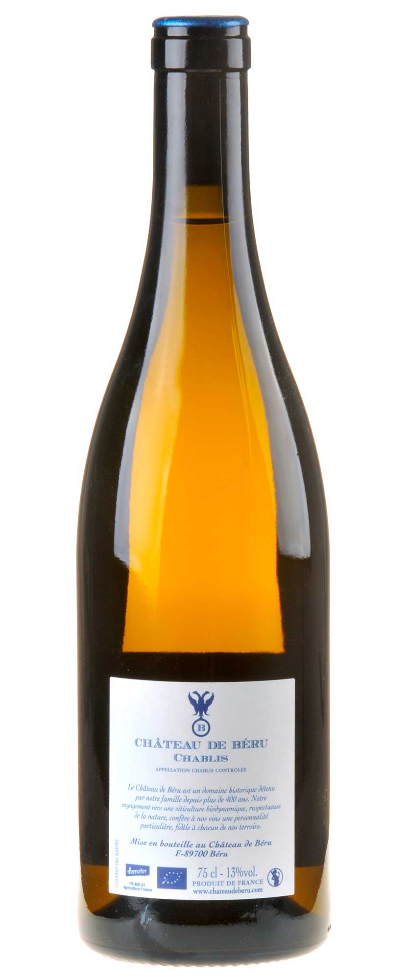 Château de Béru Chablis Terroirs de Béru Bio 2022 Rücketikett