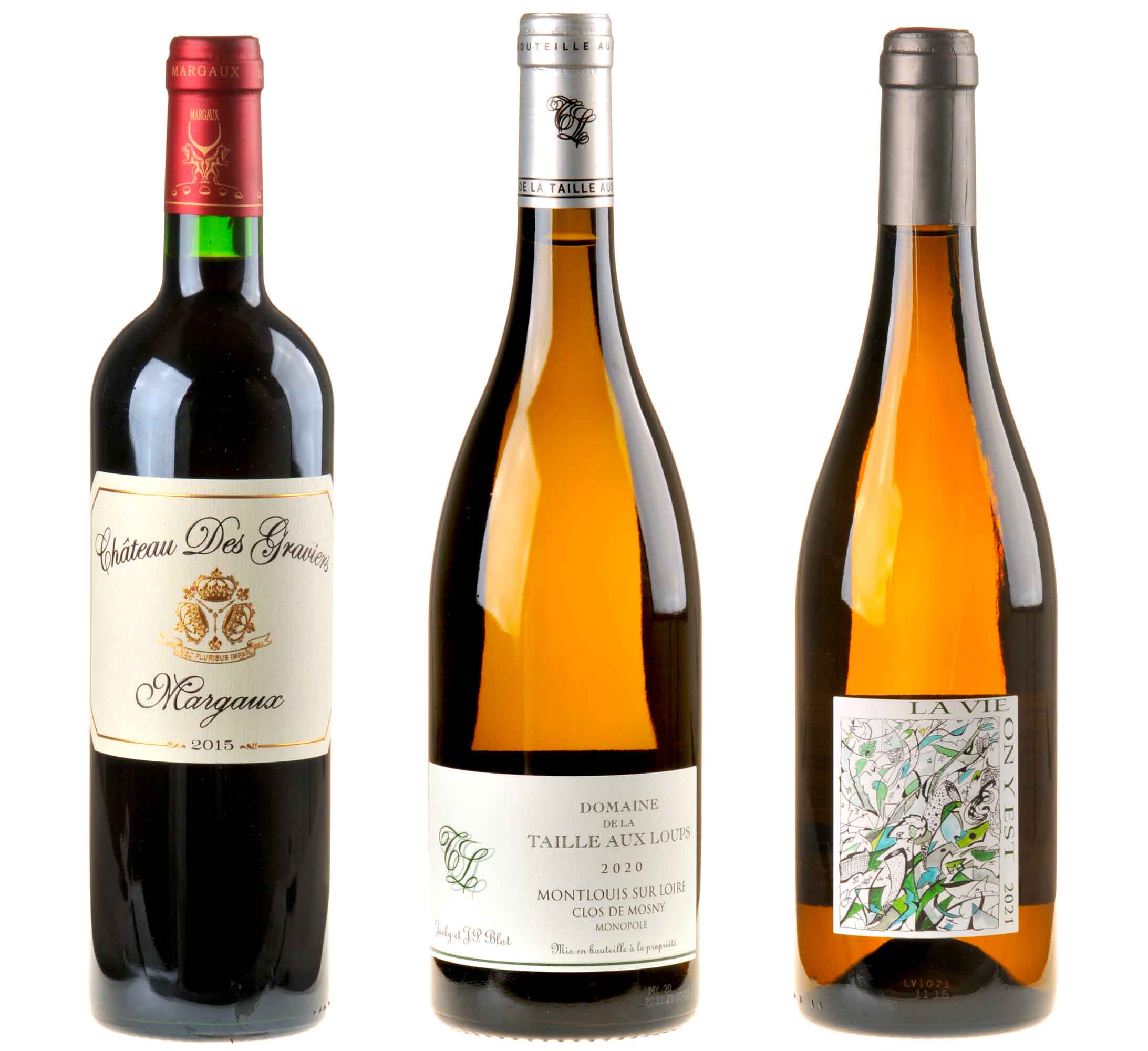 Das 3er-Weinpaket zum vinocentral-Livestream 3 Gläser: Französische Weine als kulinarische Begleitun