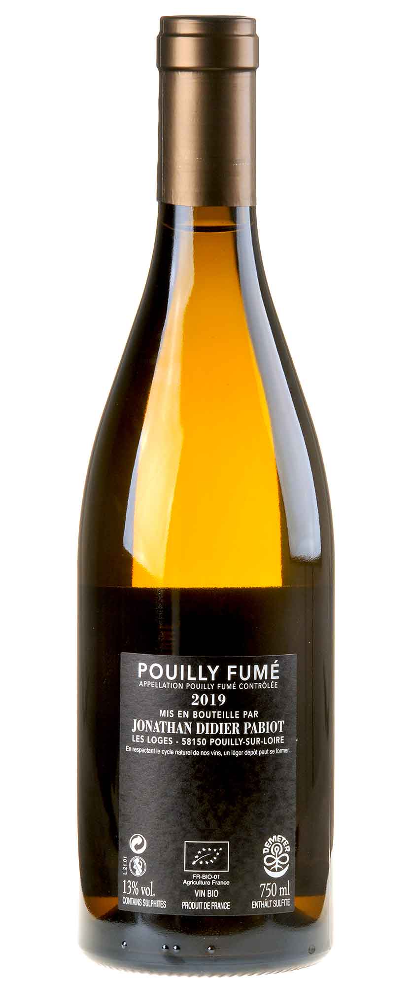 Domaine Jonathan Didier Pabiot Eurythmie Pouilly Fumé Bio 2019 Rücketikette