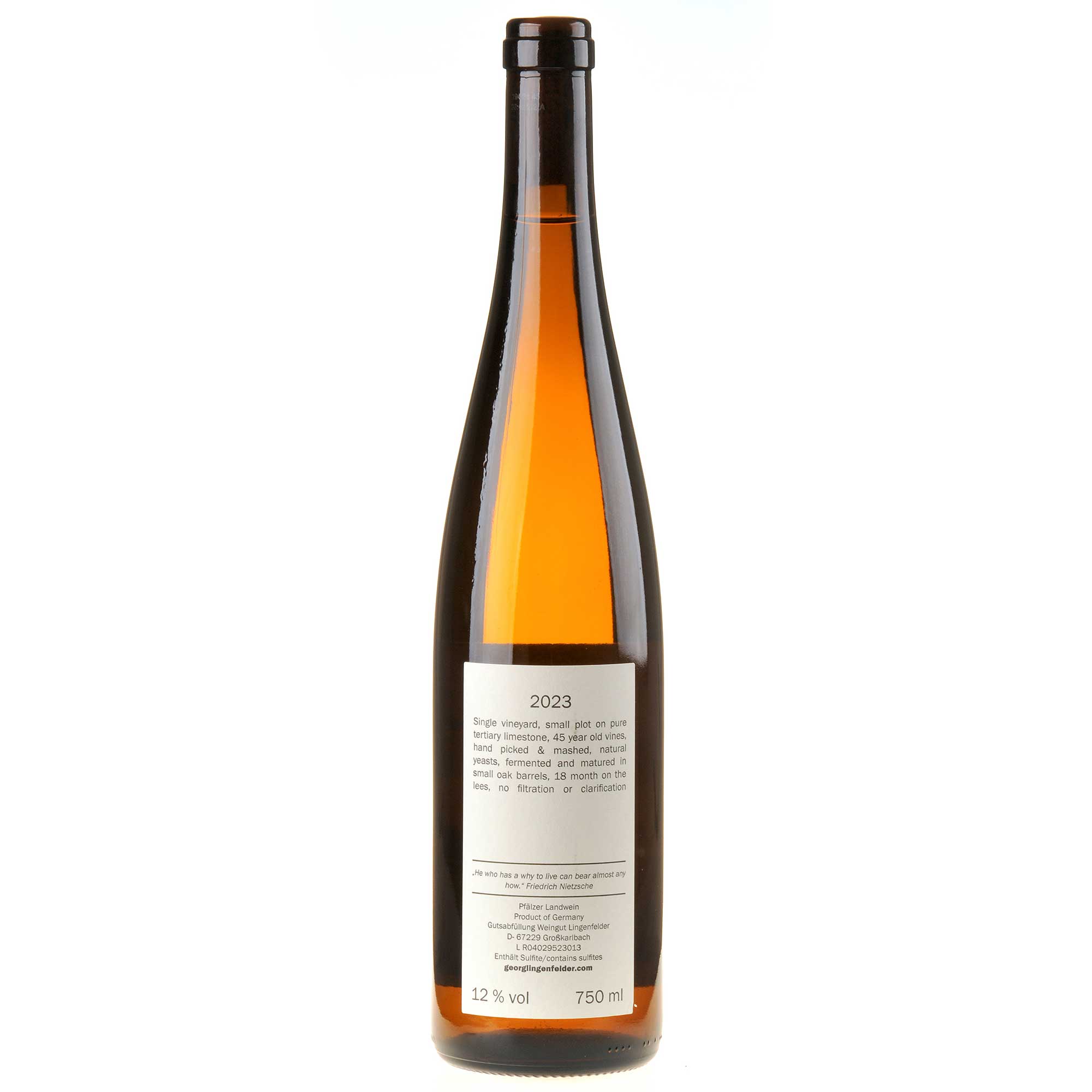Georg Lingenfelder Riesling Stube 2023 Rücketikett