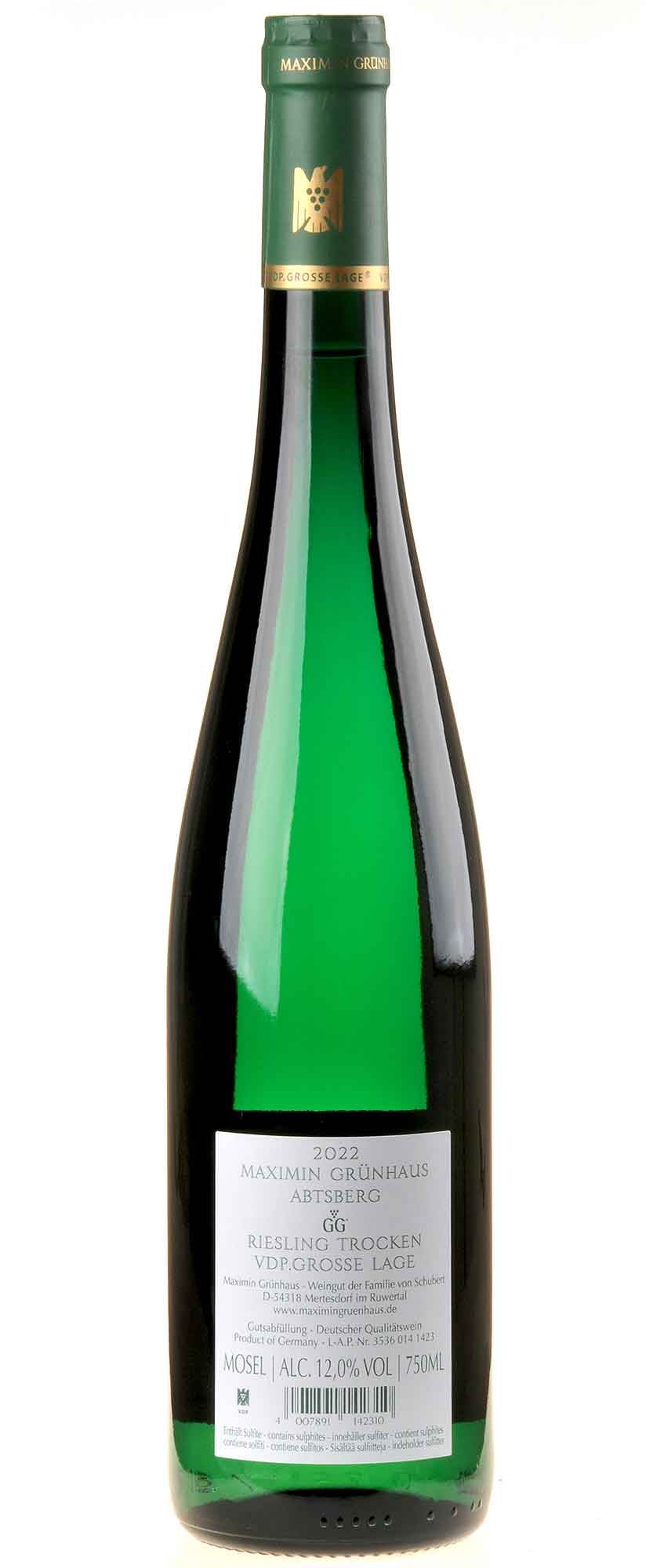 Maximin Grünhaus Riesling Abtsberg Großes Gewächs 2022 Rücketikett
