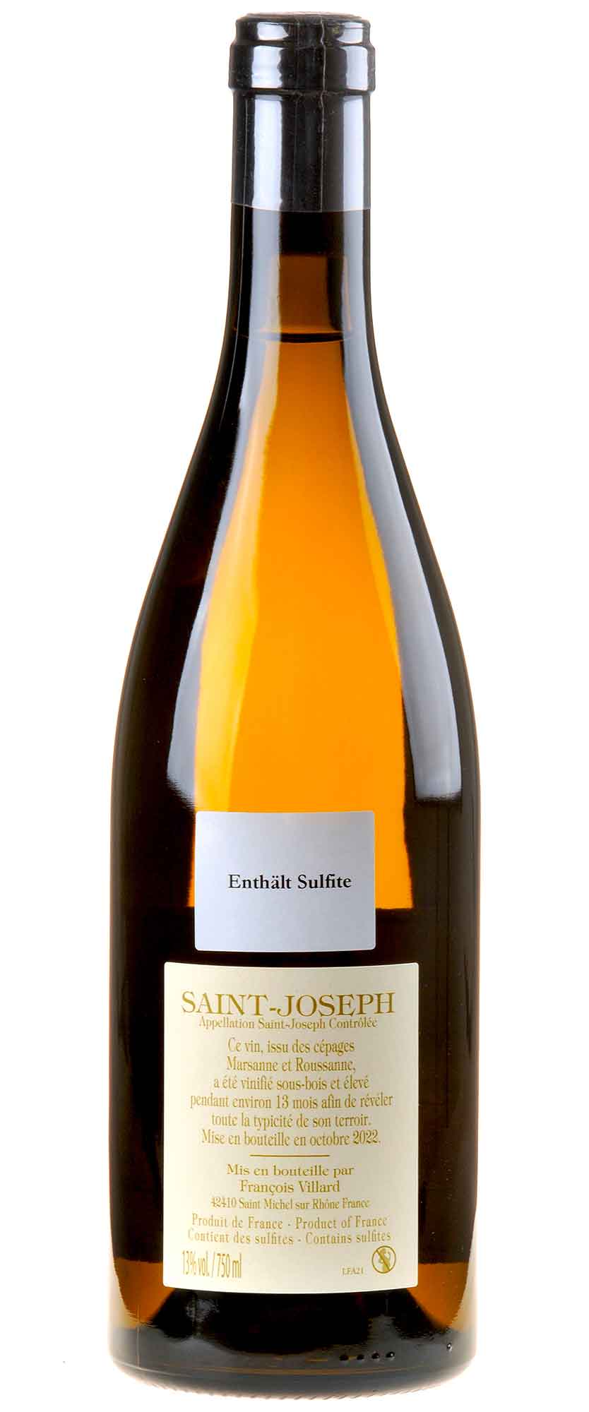 Domaine François Villard St Joseph Blanc Fruit d'Avilleran 2021 Rücketikett