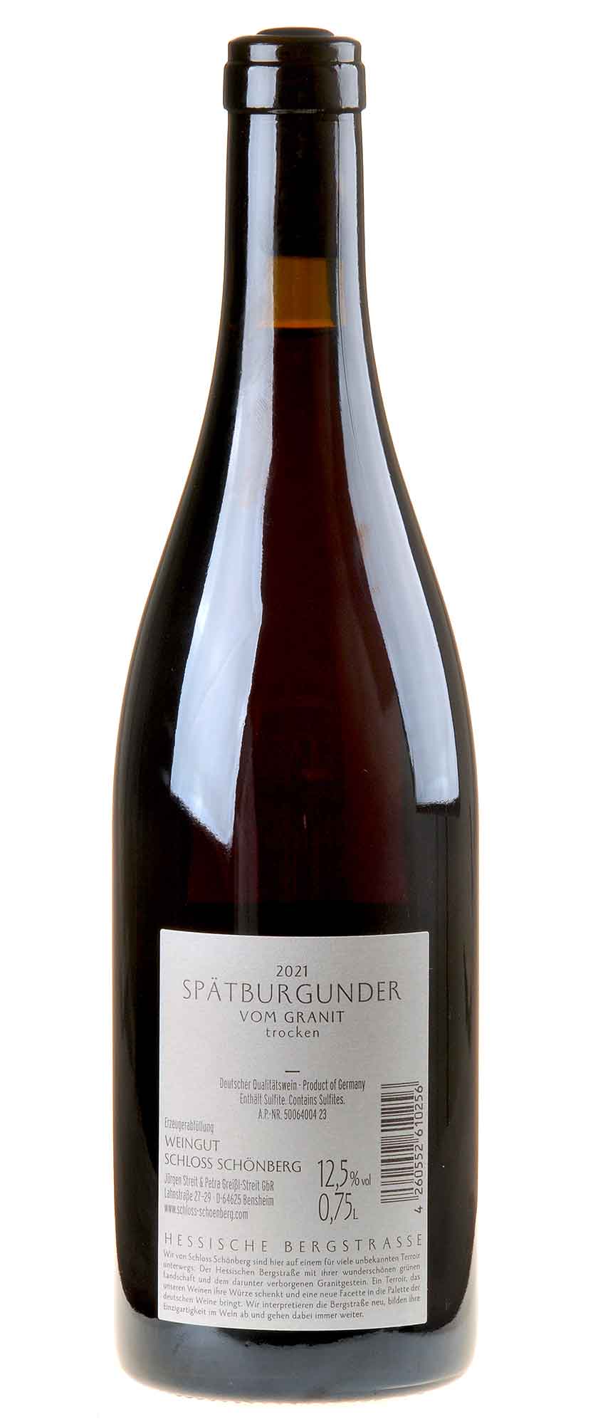 Weingut Schloss Schönberg Spätburgunder Vom Granit 2021 Rücketikett