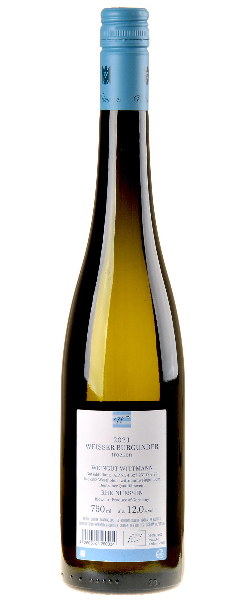 Weingut Wittmann Weißer Burgunder Bio 2021 Rücketikett