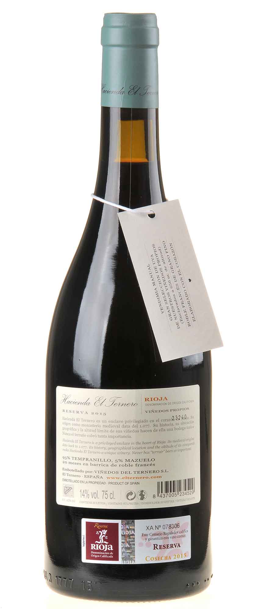 Hacienda el Ternero Rioja Reserva 2015 Rücketikett