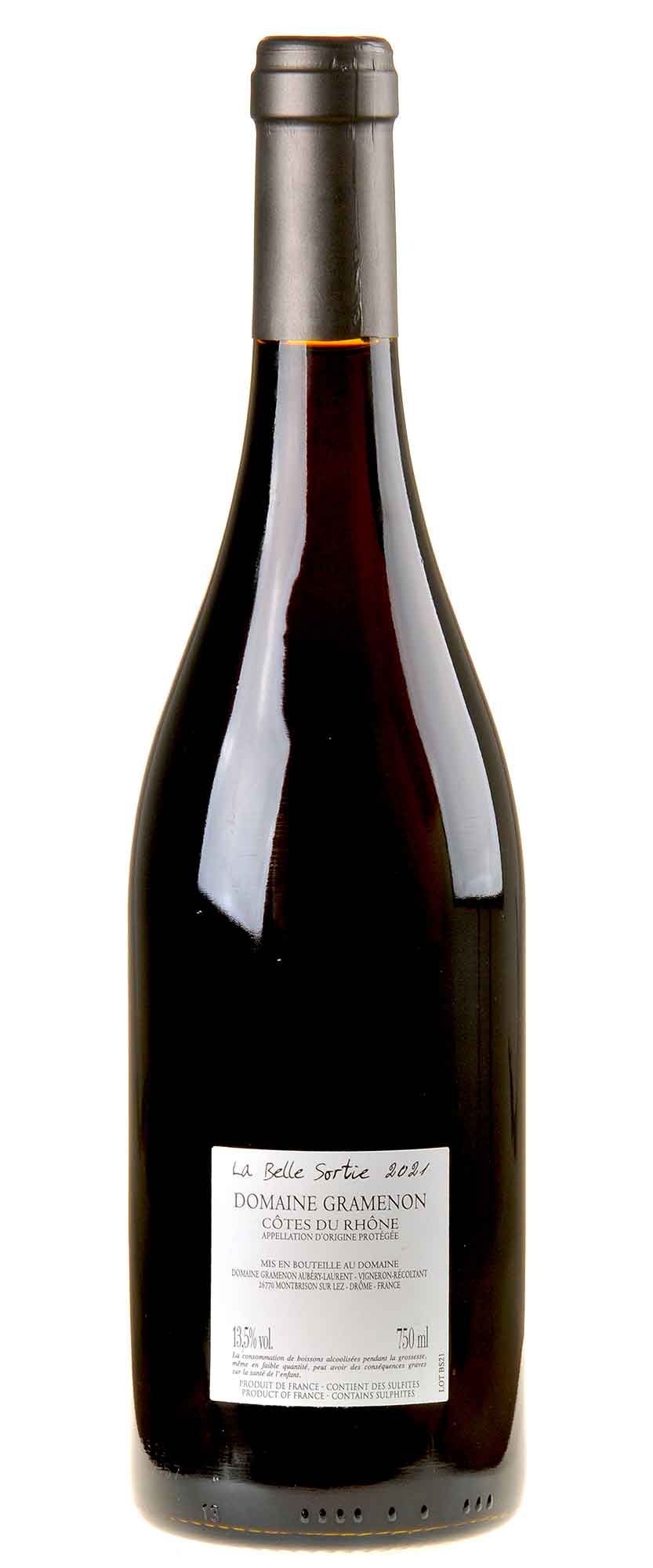 Domaine Gramenon La Belle Sortie Côtes du Rhône Rouge 2021 Rücketikett