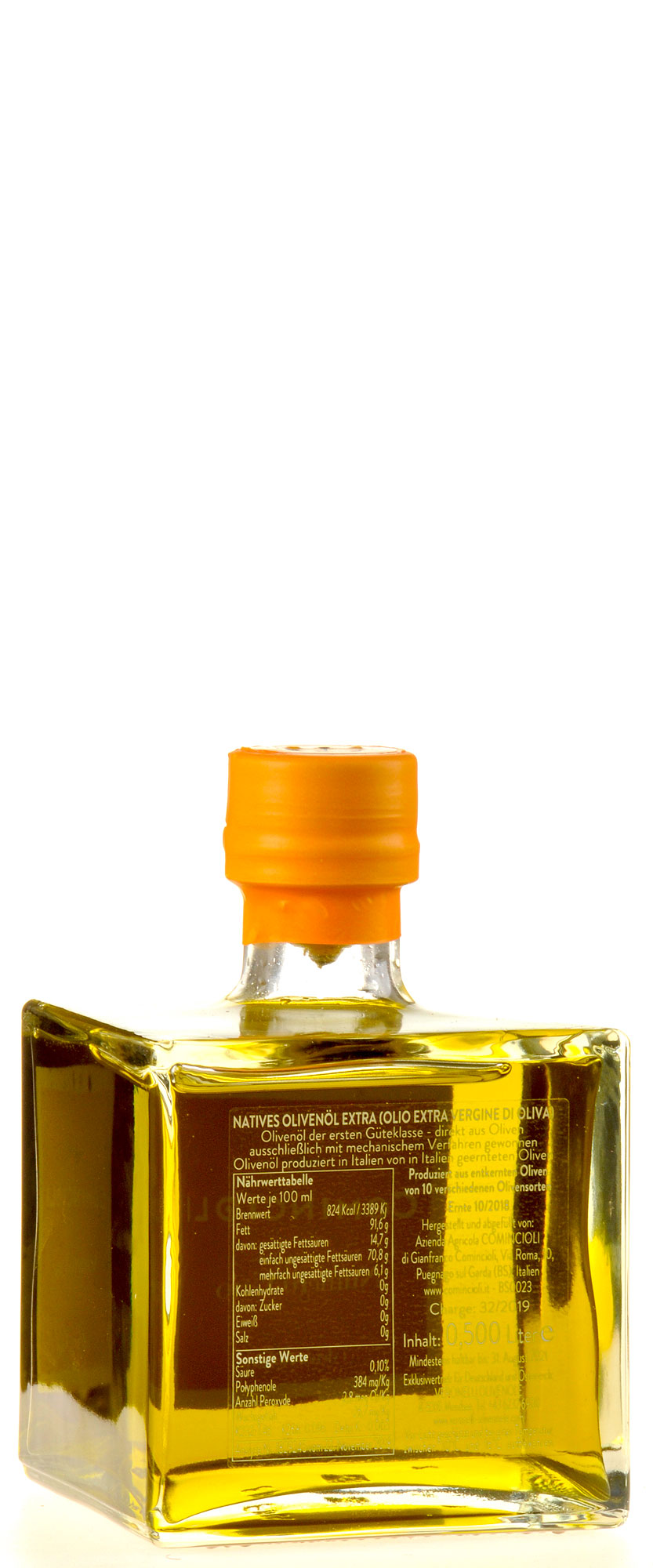 Gianfranco Comincioli Numero uno Olivenöl Extra Vergine i denocciolati 2018 500ml Flasche Rücketikette